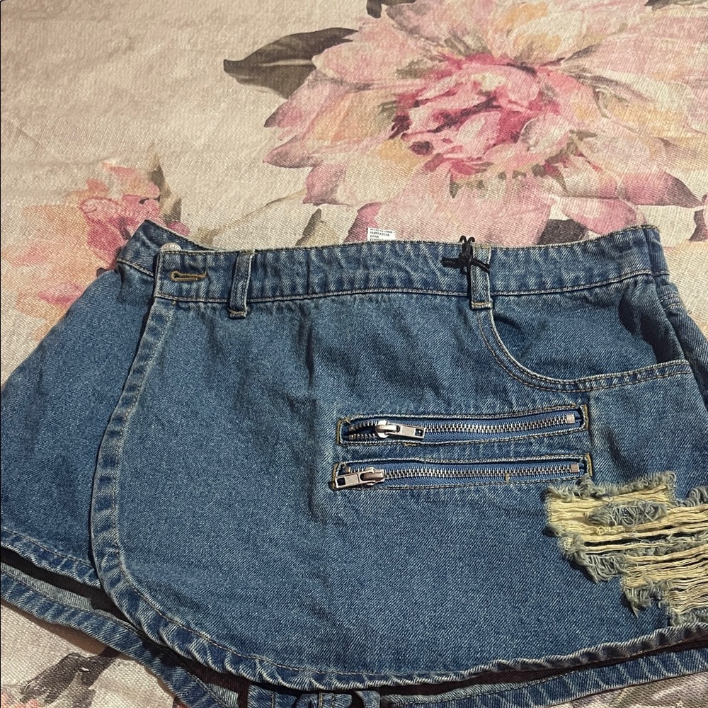 Forever 21 Blue Distressed Jean Shorts